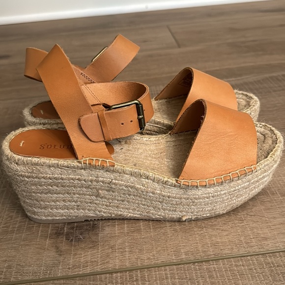 Soludos Minorca Leather Espadrille Platform Sandals size 8.5 - Picture 3 of 7